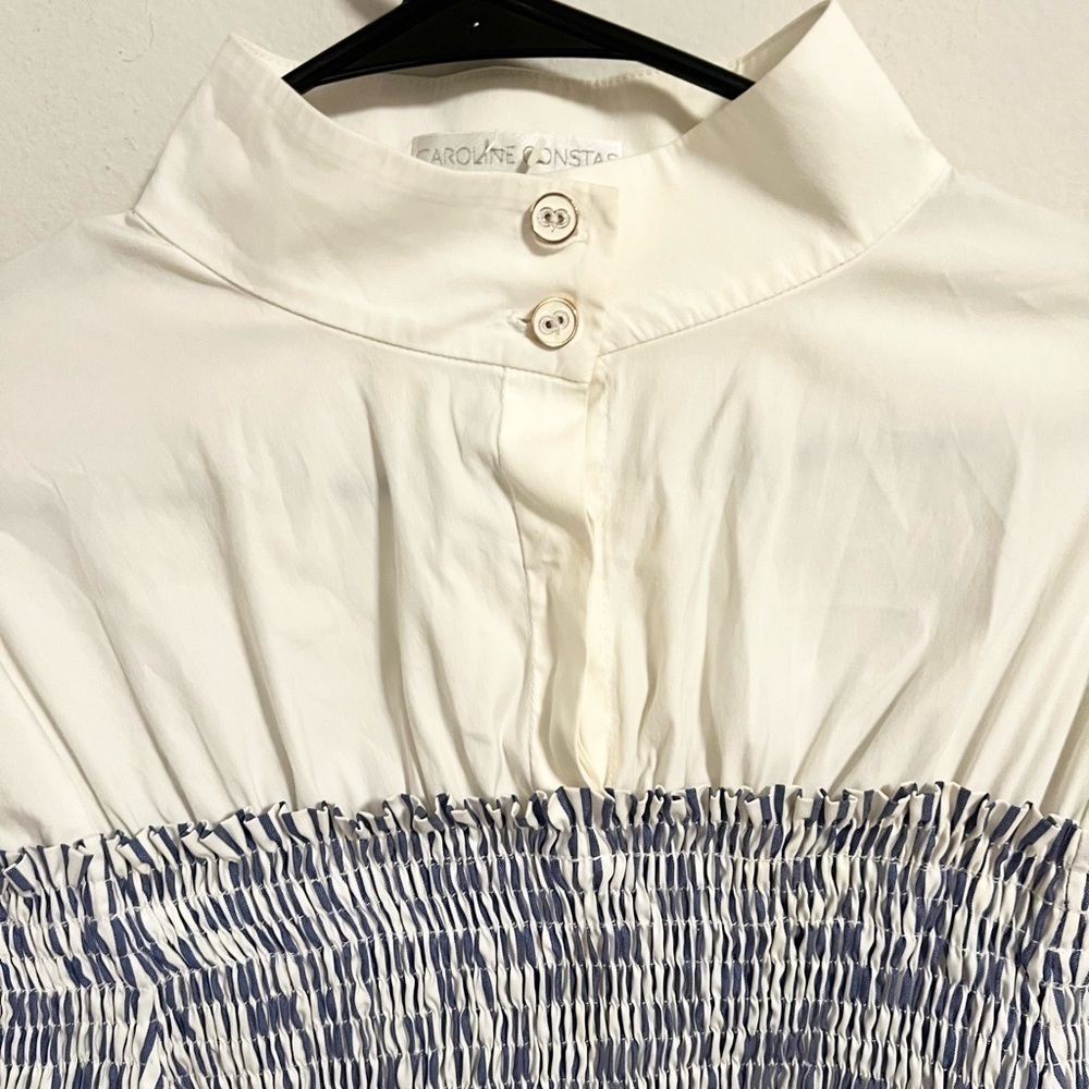 Caroline Constas Ali Layered Striped Smocked Blouse with Bell Sleeves size L - Picture 4 of 11